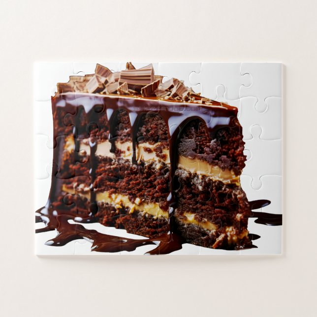 SlipperyJoe's pure chocolate cake decadence rich s Jigsaw Puzzle (Horizontal)