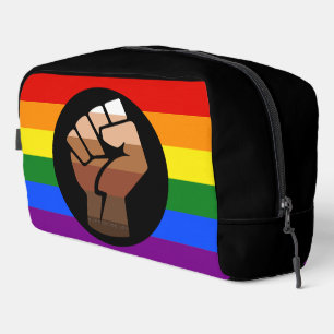 SlipperyJoe's queer people colour flag raised fist Dopp Kit
