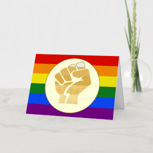 SlipperyJoe's queer people colour flag raised fist Foil Holiday Card
