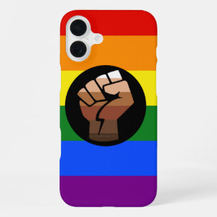 SlipperyJoe's queer people colour flag raised fist iPhone 16 Plus Case