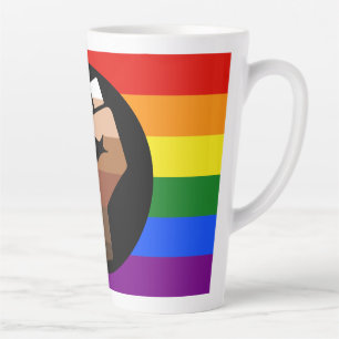 SlipperyJoe's queer people colour flag raised fist Latte Mug