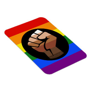 SlipperyJoe's queer people colour flag raised fist Magnet
