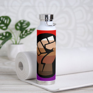 SlipperyJoe's queer people colour flag raised fist Water Bottle