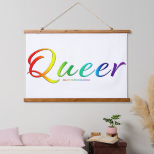 SlipperyJoe's queer pride colours word colourful v Hanging Tapestry