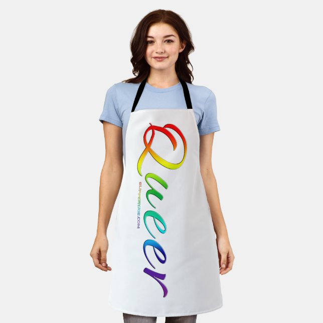 SlipperyJoe's queer single expressive word smooth  Apron (Worn)