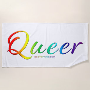SlipperyJoe's queer single expressive word smooth Beach Towel