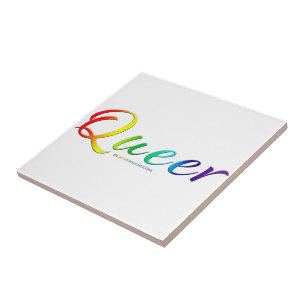 SlipperyJoe's queer single expressive word smooth  Ceramic Tile