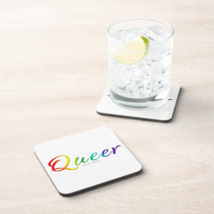 SlipperyJoe's queer single expressive word smooth Coaster