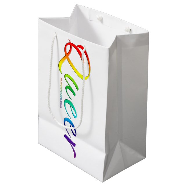 SlipperyJoe's queer single expressive word smooth  Medium Gift Bag (Front Angled)