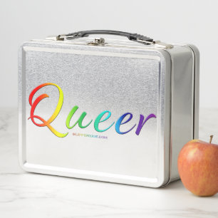 SlipperyJoe's queer single expressive word smooth Metal Lunch Box