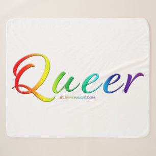 SlipperyJoe's queer single expressive word smooth Sherpa Blanket