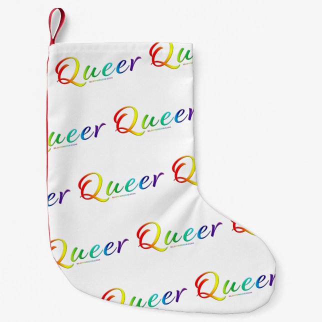 SlipperyJoe's queer single expressive word smooth  Small Christmas Stocking (Front)