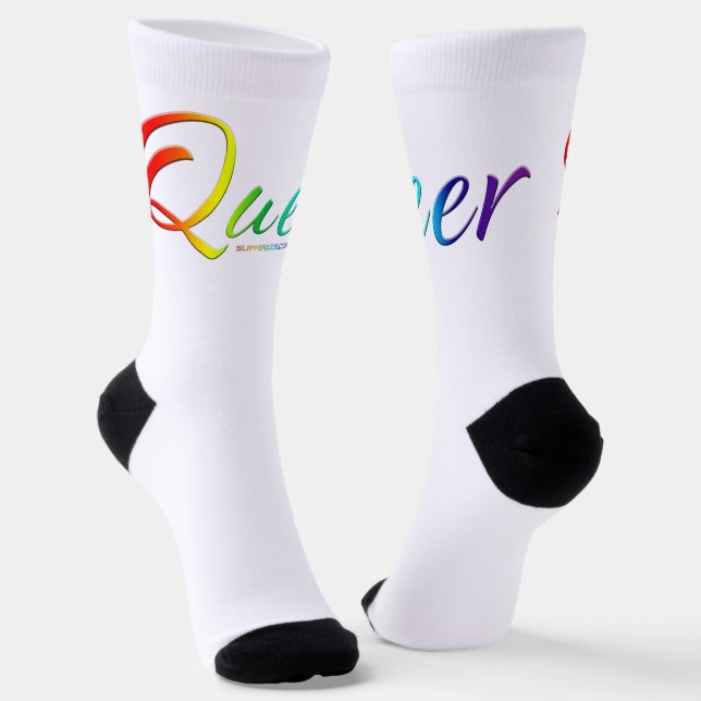 SlipperyJoe's queer single expressive word smooth  Socks (Angled)