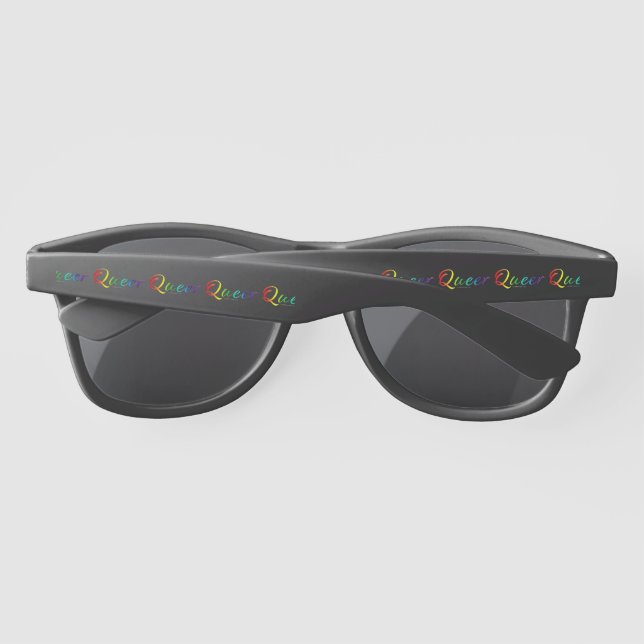 SlipperyJoe's queer single expressive word smooth  Sunglasses (Back)