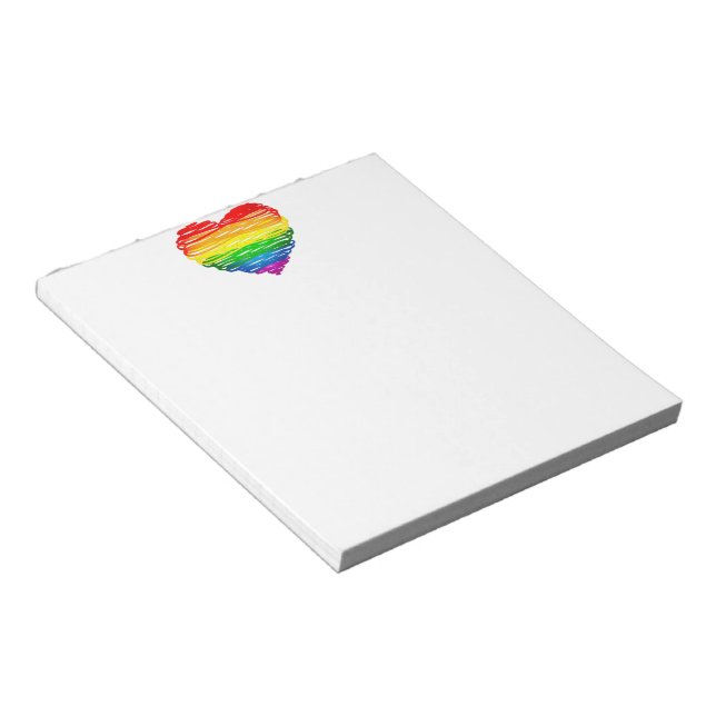 SlipperyJoe's rainbow colored heart scribbled swir Notepad (Angled)