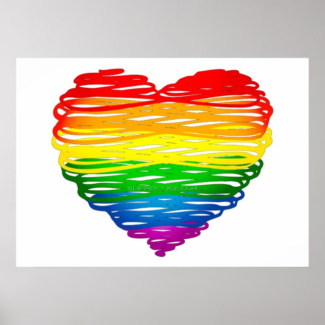 SlipperyJoe's rainbow colored heart scribbled swir Poster (Front)