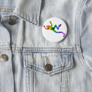 SlipperyJoe's rainbow coloured frog rendered sculp 6 Cm Round Badge