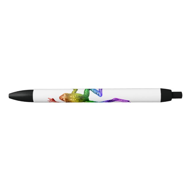 SlipperyJoe's rainbow coloured frog rendered sculp Black Ink Pen (Front)