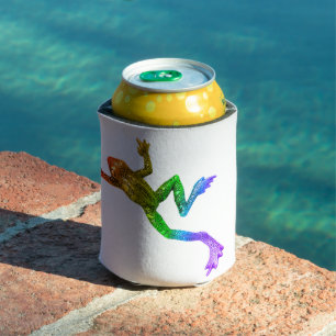 SlipperyJoe's rainbow coloured frog rendered sculp Can Cooler