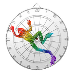 SlipperyJoe's rainbow coloured frog rendered sculp Dartboard