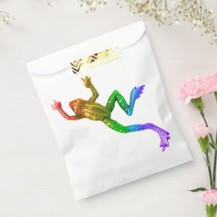SlipperyJoe's rainbow coloured frog rendered sculp Favour Bag