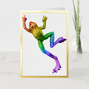 SlipperyJoe's rainbow coloured frog rendered sculp Foil Greeting Card