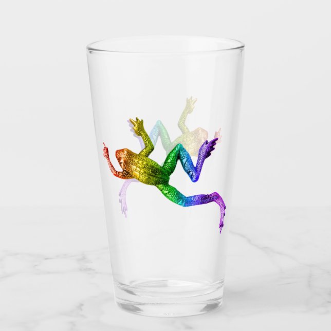 SlipperyJoe's rainbow coloured frog rendered sculp Glass (Front)