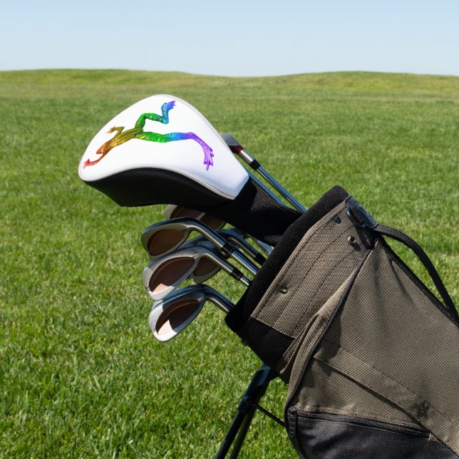 SlipperyJoe's rainbow coloured frog rendered sculp Golf Head Cover (In Situ)