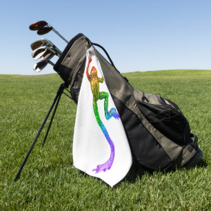 SlipperyJoe's rainbow coloured frog rendered sculp Golf Towel