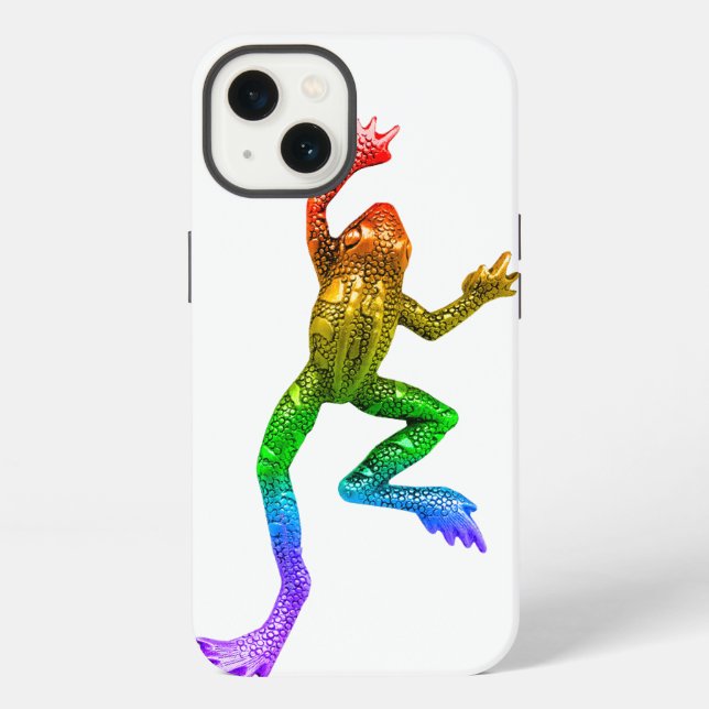 SlipperyJoe's rainbow coloured frog rendered sculp iPhone Case (Back)