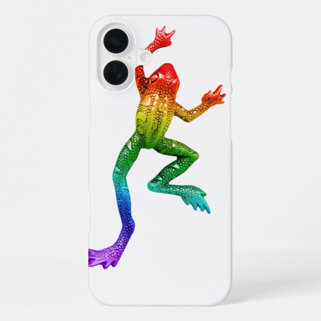 SlipperyJoe's rainbow coloured frog rendered sculp iPhone Case (Back)