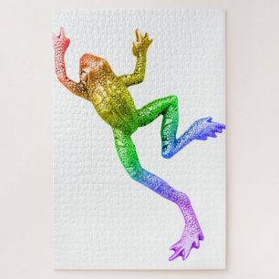 SlipperyJoe's rainbow coloured frog rendered sculp Jigsaw Puzzle