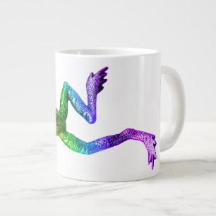 SlipperyJoe's rainbow coloured frog rendered sculp Large Coffee Mug