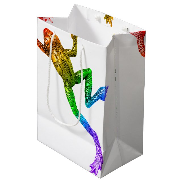 SlipperyJoe's rainbow coloured frog rendered sculp Medium Gift Bag (Front Angled)