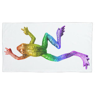 SlipperyJoe's rainbow coloured frog rendered sculp Pillowcase