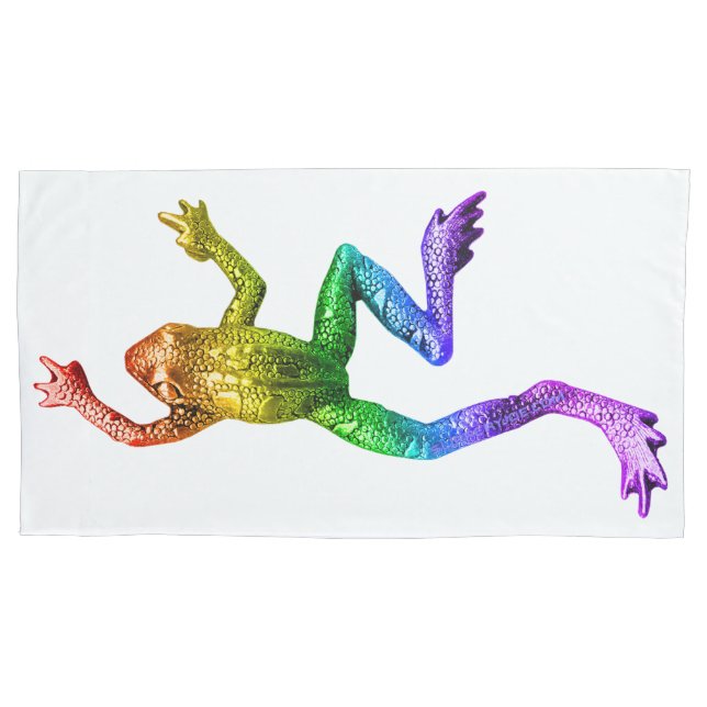 SlipperyJoe's rainbow coloured frog rendered sculp Pillowcase (Front)