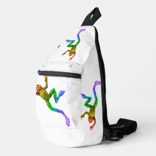 SlipperyJoe's rainbow coloured frog rendered sculp Sling Bag