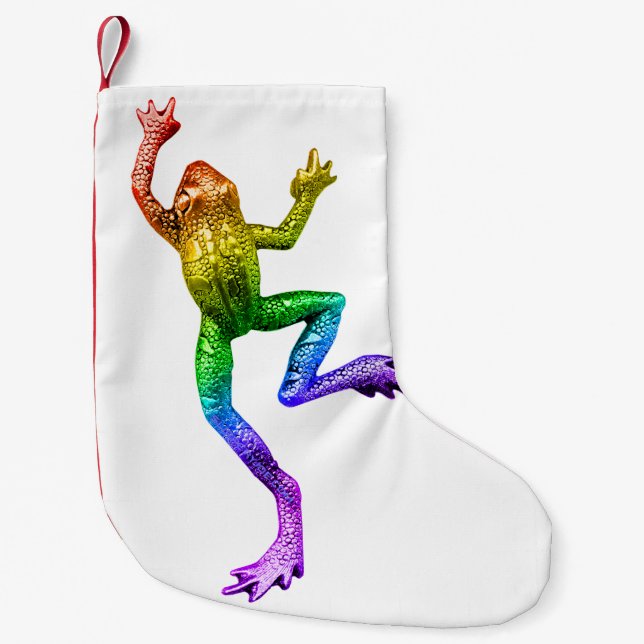 SlipperyJoe's rainbow coloured frog rendered sculp Small Christmas Stocking (Front)