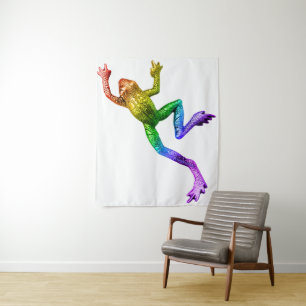 SlipperyJoe's rainbow coloured frog rendered sculp Tapestry