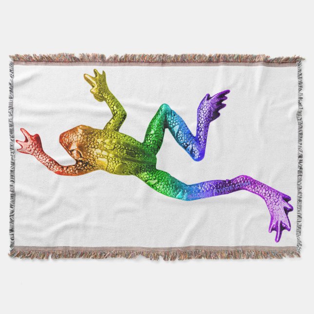 SlipperyJoe's rainbow coloured frog rendered sculp Throw Blanket (Front)