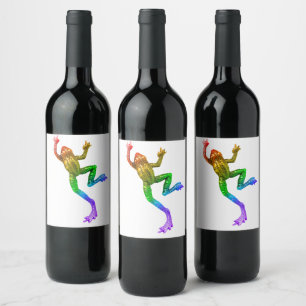 SlipperyJoe's rainbow coloured frog rendered sculp Wine Label