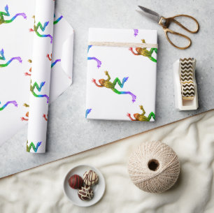 SlipperyJoe's rainbow coloured frog rendered sculp Wrapping Paper