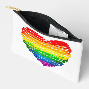 SlipperyJoe's rainbow coloured heart scribbled swi Accessory Pouch