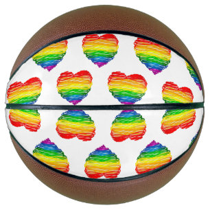 SlipperyJoe's rainbow coloured heart scribbled swi Basketball