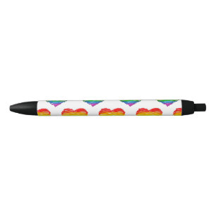SlipperyJoe's rainbow coloured heart scribbled swi Black Ink Pen
