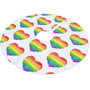 SlipperyJoe's rainbow coloured heart scribbled swi Brushed Polyester Tree Skirt