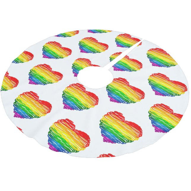 SlipperyJoe's rainbow coloured heart scribbled swi Brushed Polyester Tree Skirt (Angled)
