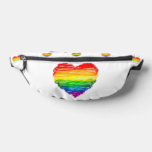SlipperyJoe's rainbow coloured heart scribbled swi Bum Bags