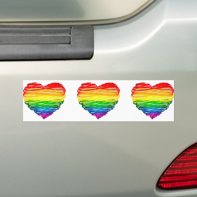 SlipperyJoe's rainbow coloured heart scribbled swi Bumper Sticker (On Car)