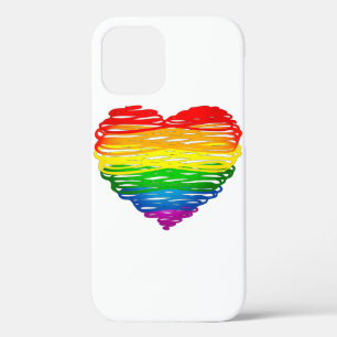 SlipperyJoe's rainbow coloured heart scribbled swi iPhone 12 Pro Case